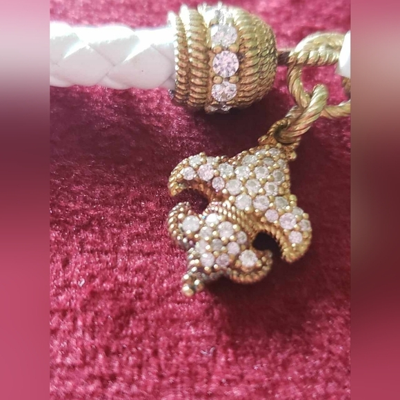 Judith Ripka 925 silver, Leather Verona Rope w/ Rare Fleur de Lis Charm - Picture 9 of 16